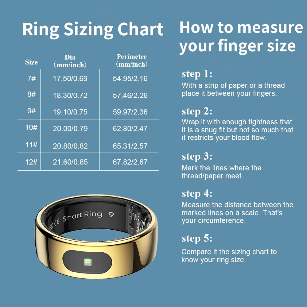 Health Ring Pro Bague Intelligente avec télécommande Bluetooth et détection de Mouvement, étanche 10 ATM (Argent, 12)