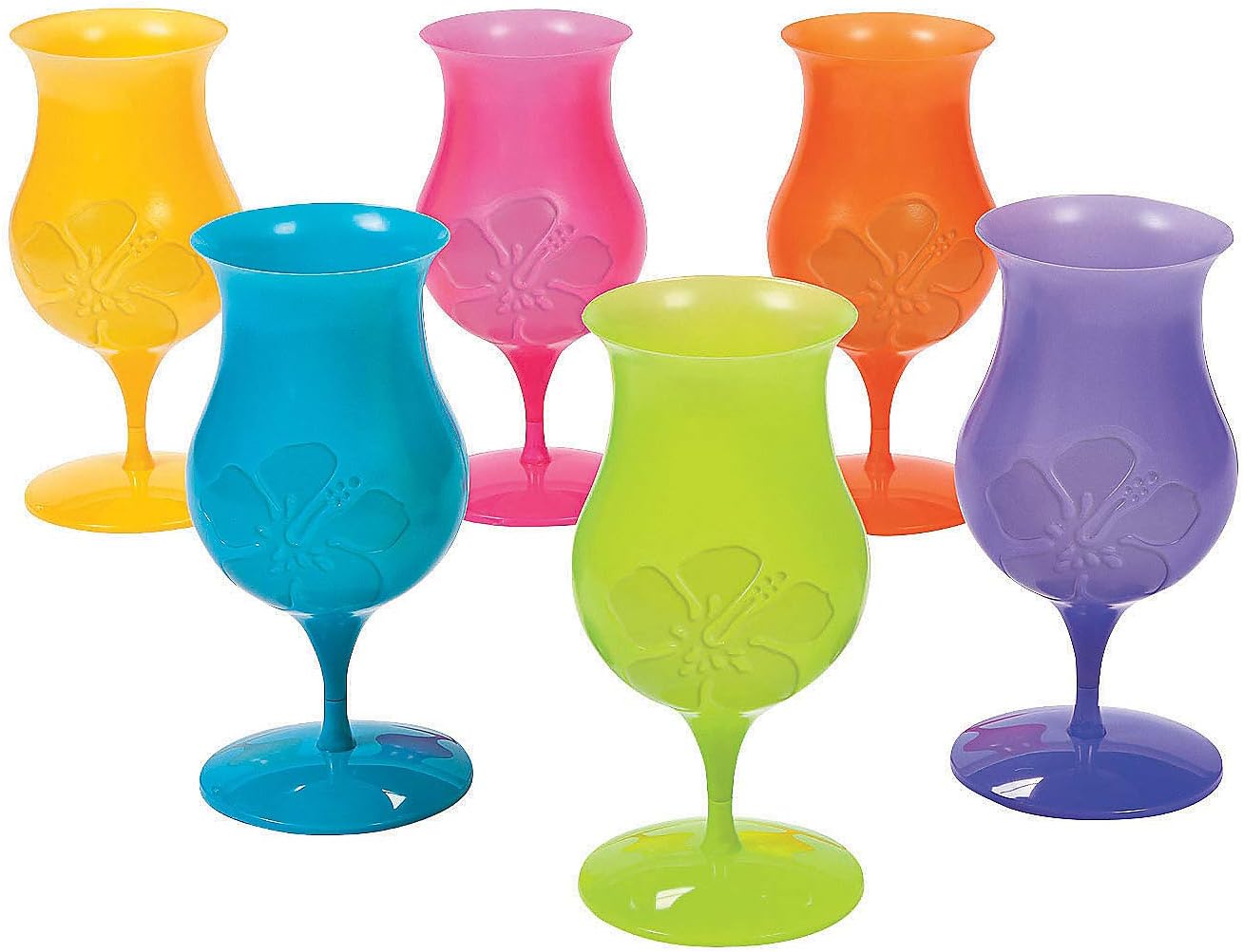 Fun Express 12 Pieces Plastic Tropical Hurricane Glasses