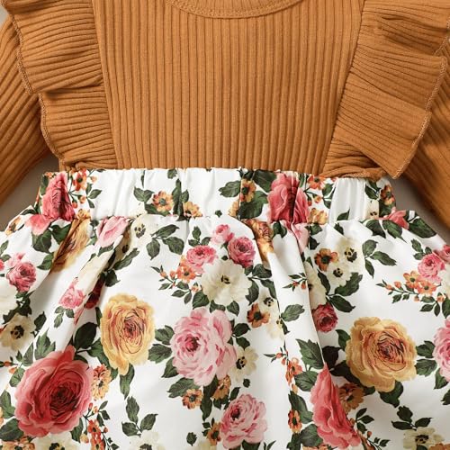 OLLUISNEO Vestido para bebês recém-nascidos, manga com babados, vestidos de flores para meninas, ver