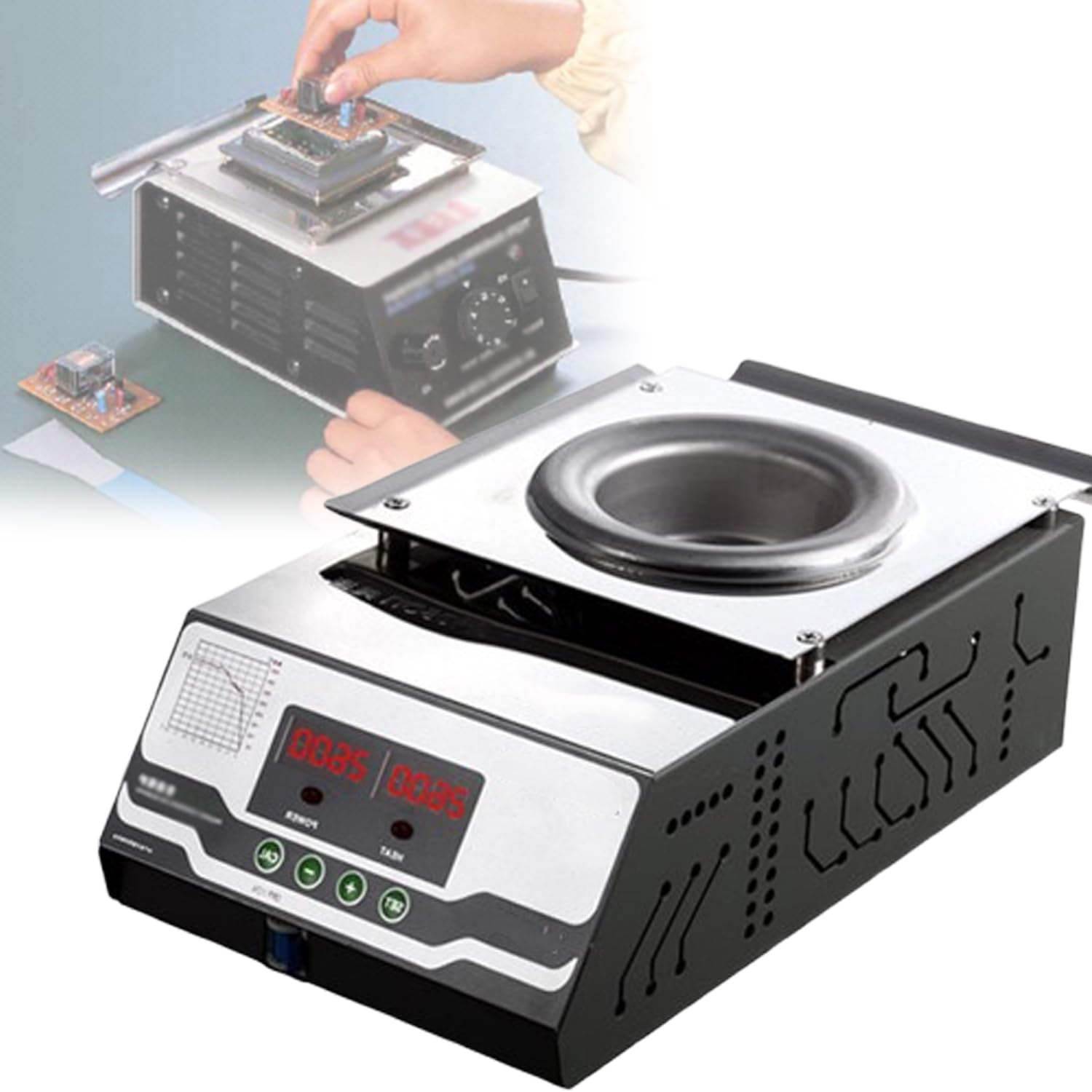 Eoweiot Electric Melting Pot, 250W/400W/500W Solder Pot with Temperature Control 0℃-600℃,for Electronics, Lab, and DIY Projects (250w)