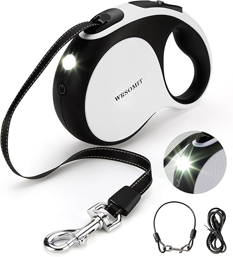 Miniatura 7 de WRSOMIT Correa retráctil para perro con cable a prueba de mordidas, correa resistente de 26 pies para perros pequeños, medianos y grandes de hasta