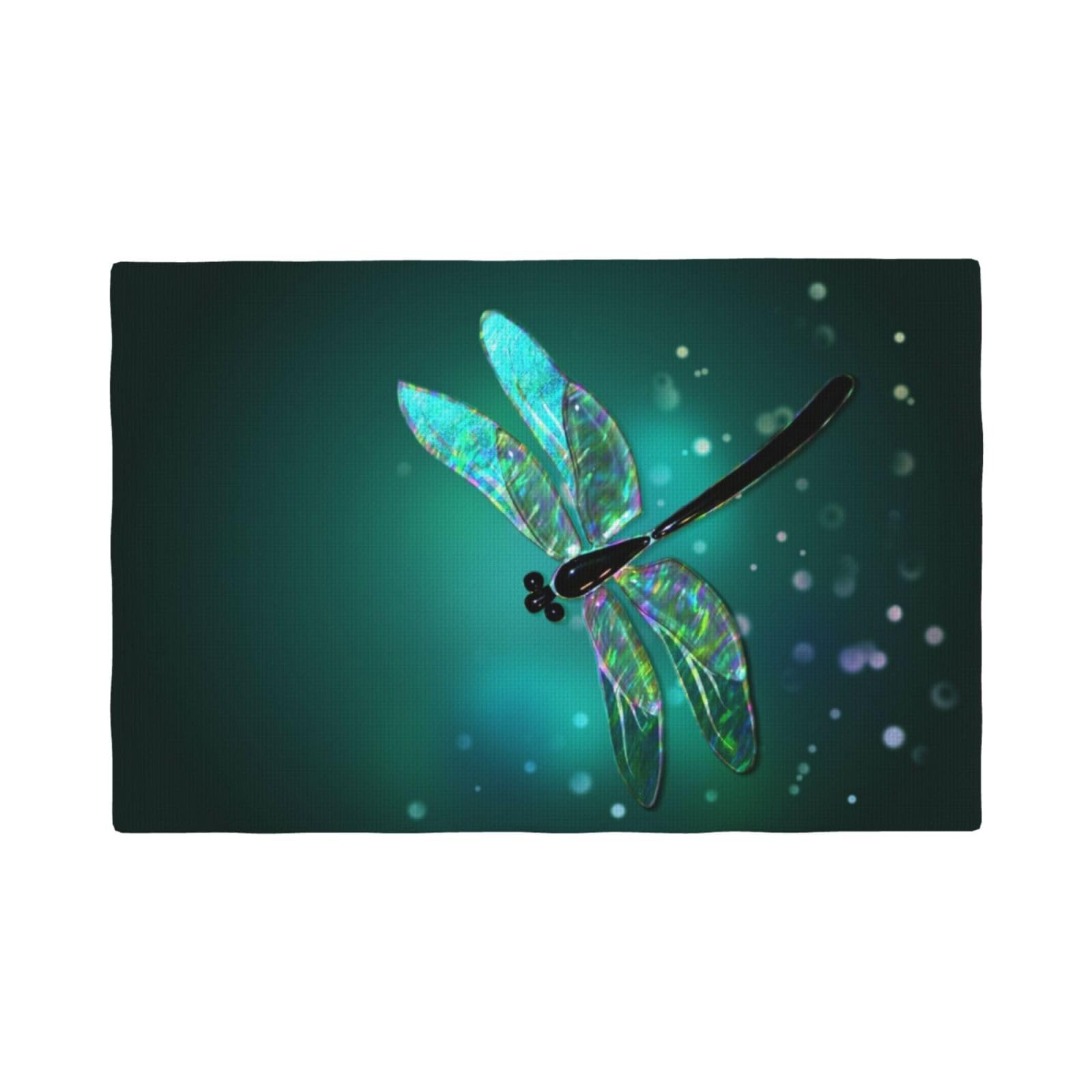 WKSGDSG Linen Placemats Set Of 6, Galaxy Animal Dragonfly Heat Resistant Place Mats Wipe Clean Washable Placemats For Dining Table Kitchen Table Party Table Mats, Double Layer 12x18 Inch