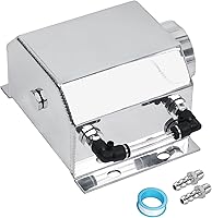 LokoCar Universal 1L Aluminum Coolant Overflow Tank Reservoir Expansion - Silver Radiator Expansion Tank with Fittings