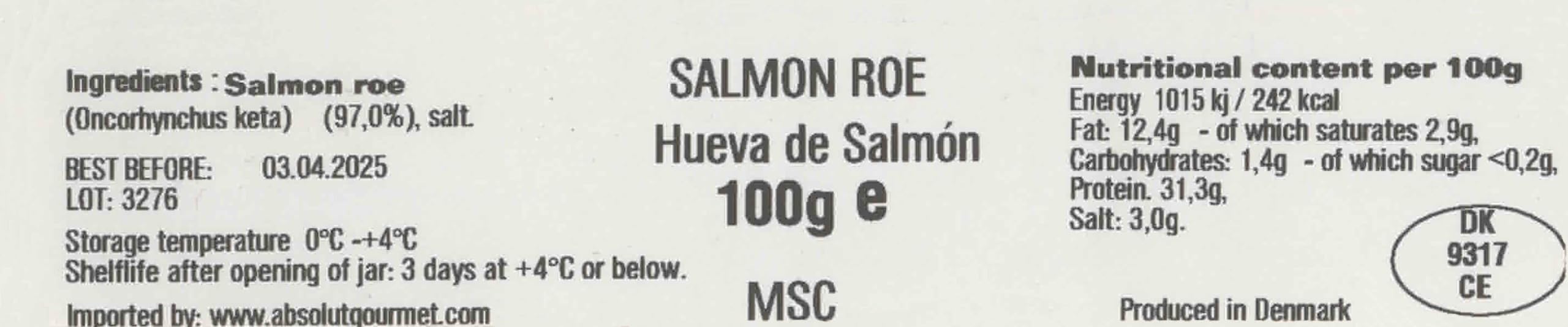 Caviar Rojo de Chum Salmon (Keta) 100 gr