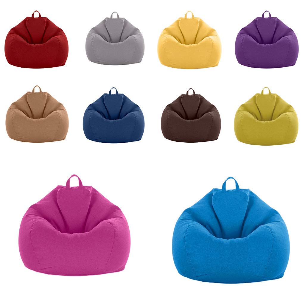 Jeamive Adult Size Bean Bag Cover, Large Beanbag Without Filling, Children Stuffed Animal Toys Storage Beanbag Covers Only (Purple)