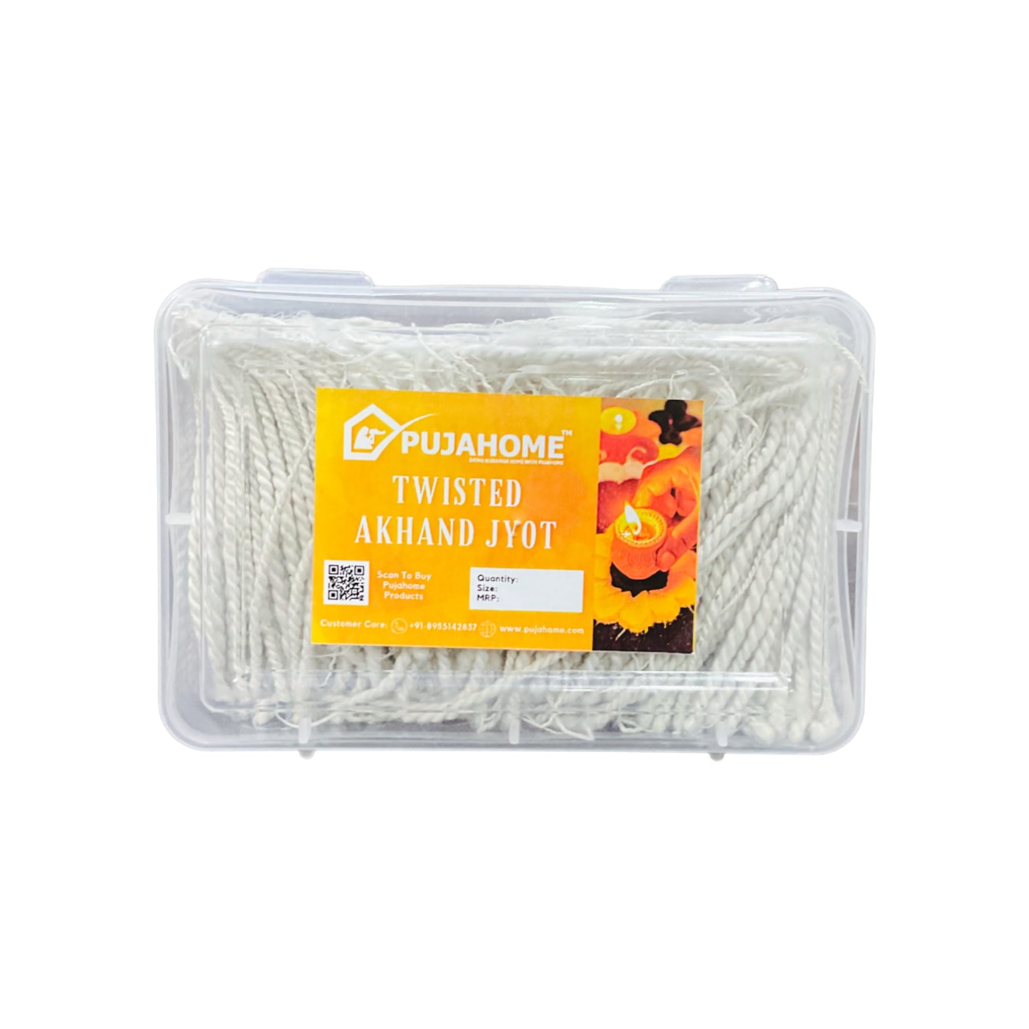 Pujahome Twisted Short Cotton Wicks for Akhand Jyoti –600+ Pieces,Long Batti for Daily Pooja & Meditation – Deepak Diya Wicks for Aarti and Mandir Use(Twisted, White)