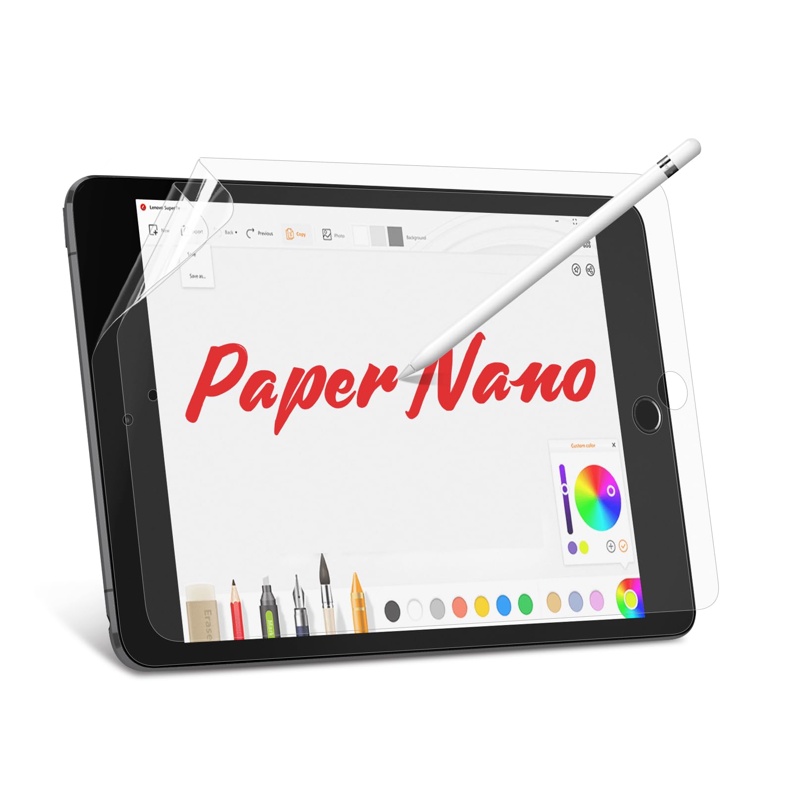 bersem 2 Pack Paper Screen Protector Compatible with iPad Mini 5 (2019) & iPad Mini 4, Pencil Compatible Anti Glare With Easy Installation Kit