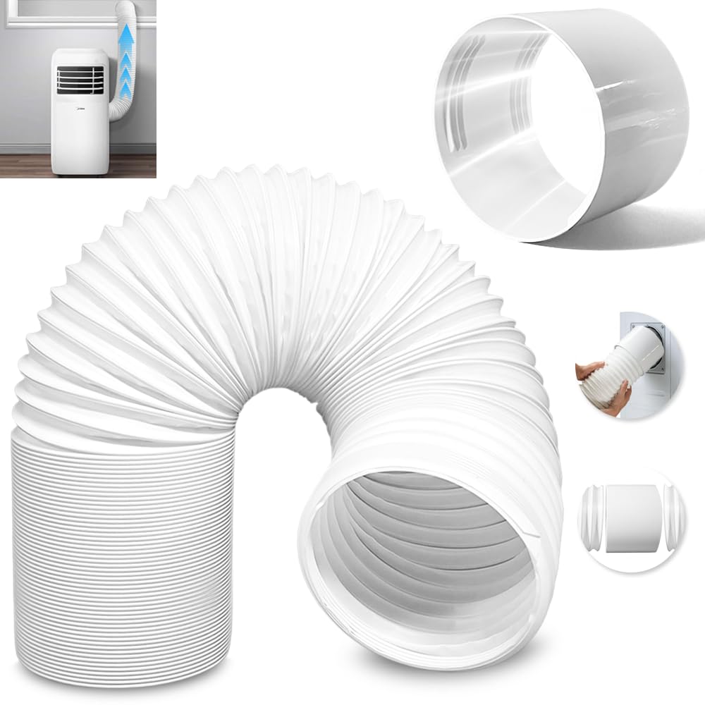 Klimaanlage Abluftschlauch mit Adapter,1.5m Klima Abluftschlauch,PVC Abluftrohr,Ø150mm Klimaanlage Verlängerungsschlauch,für Abluftventilator,Abzugshaube,Belüftungssystem,Badezimmer,Küche