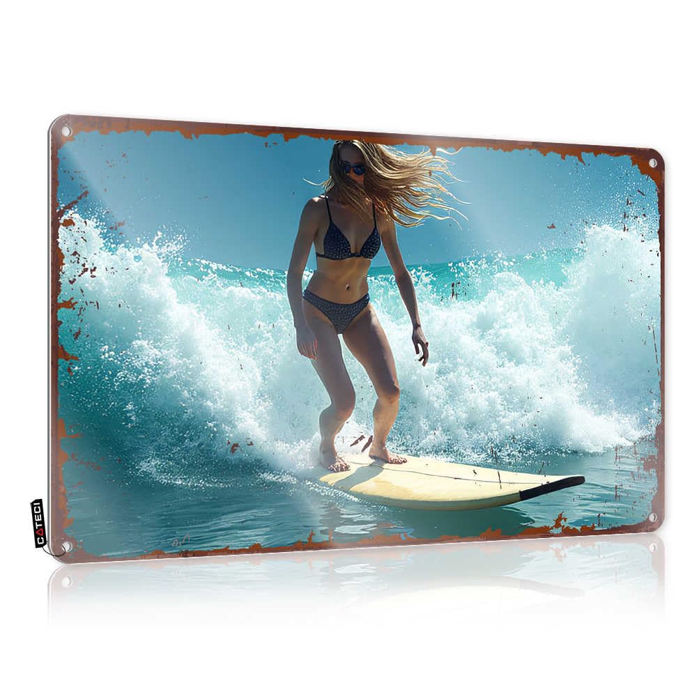 Fzfn Men's Colour Necessities Decorations Soft Area | Surfing Adventure: Catching Waves In Style Country Mancave Decoration(30X40cm)