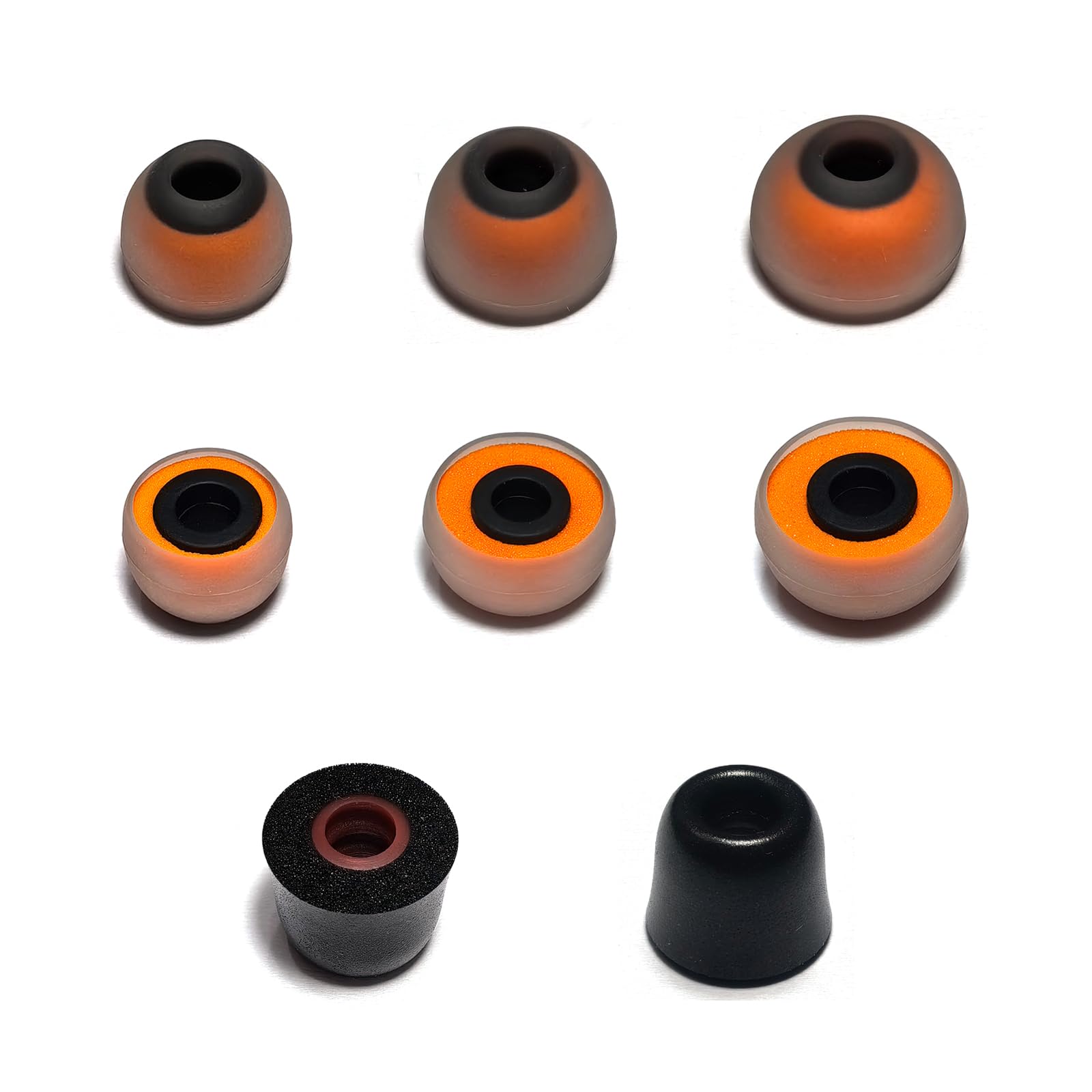 Silicone & Memory Foam IEM Ear Tips | 1pair Memory Foam Replacement Tips And 3pair in Sizes S,M,L Silicone Memory Foam Iem ear Tips (Black/light grey)