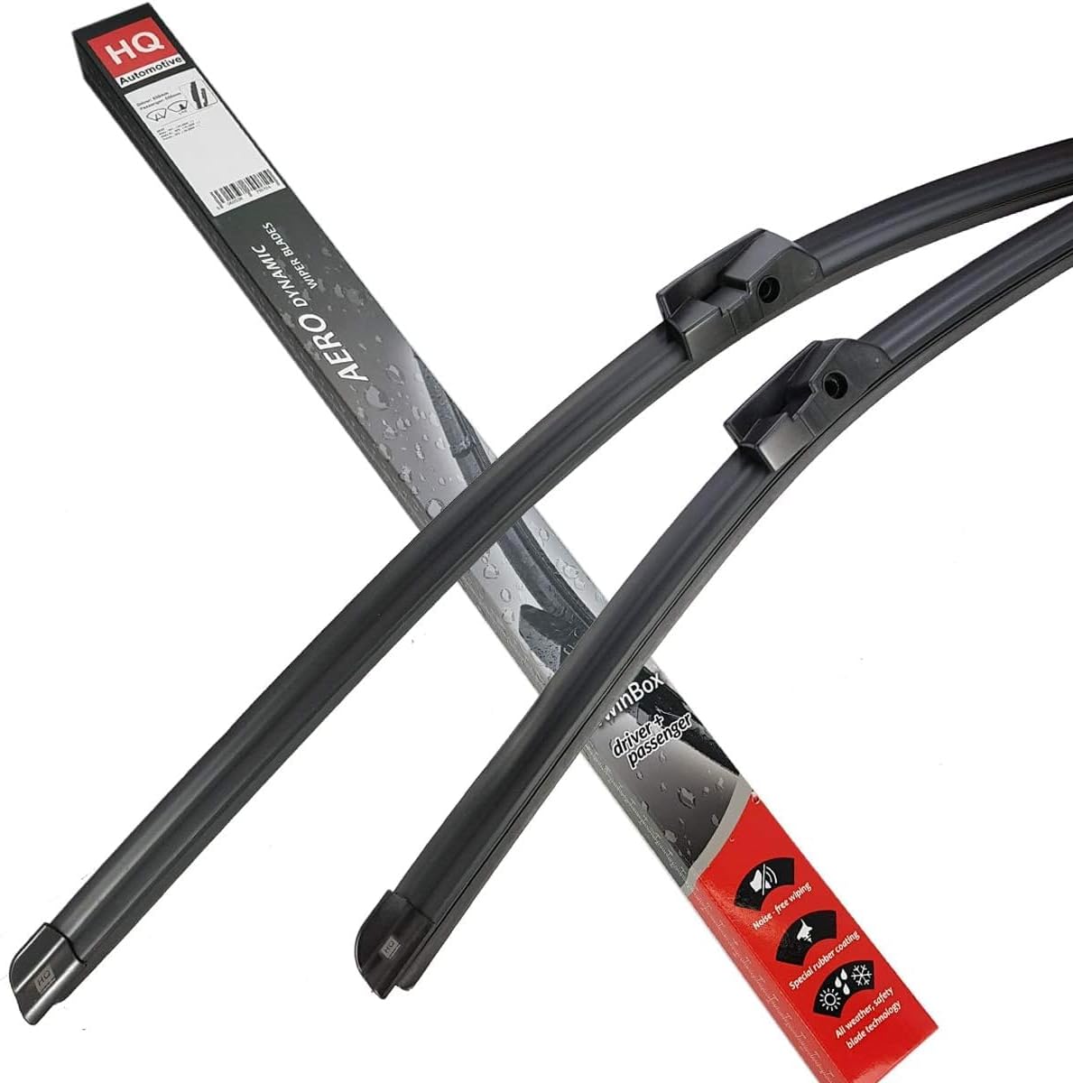 Set of Front Frameless Flat Aero Wiper Blades HQ Automotive - ADB81-622 Twin Box