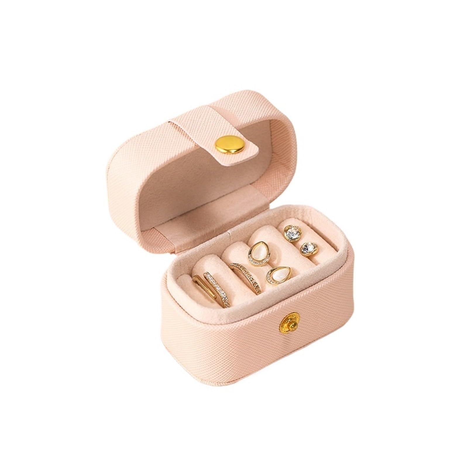 ESTDKMNOS Portable Jewellery Case， Jewelry Box Mini Storage Earrings Necklace Multicolor(A-pink)