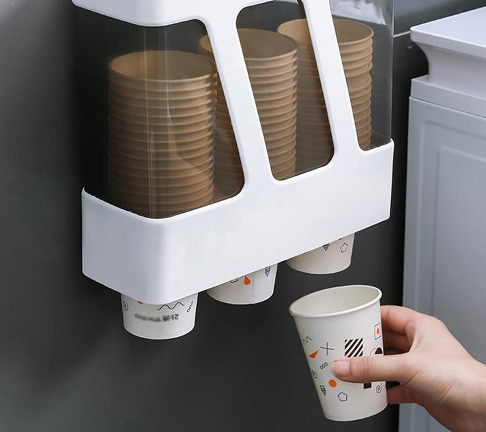 Dispensador de tazas, soporte de pared para vasos de papel desechables, diseño a prueba de polvo para el hogar, la oficina y el gimnasio