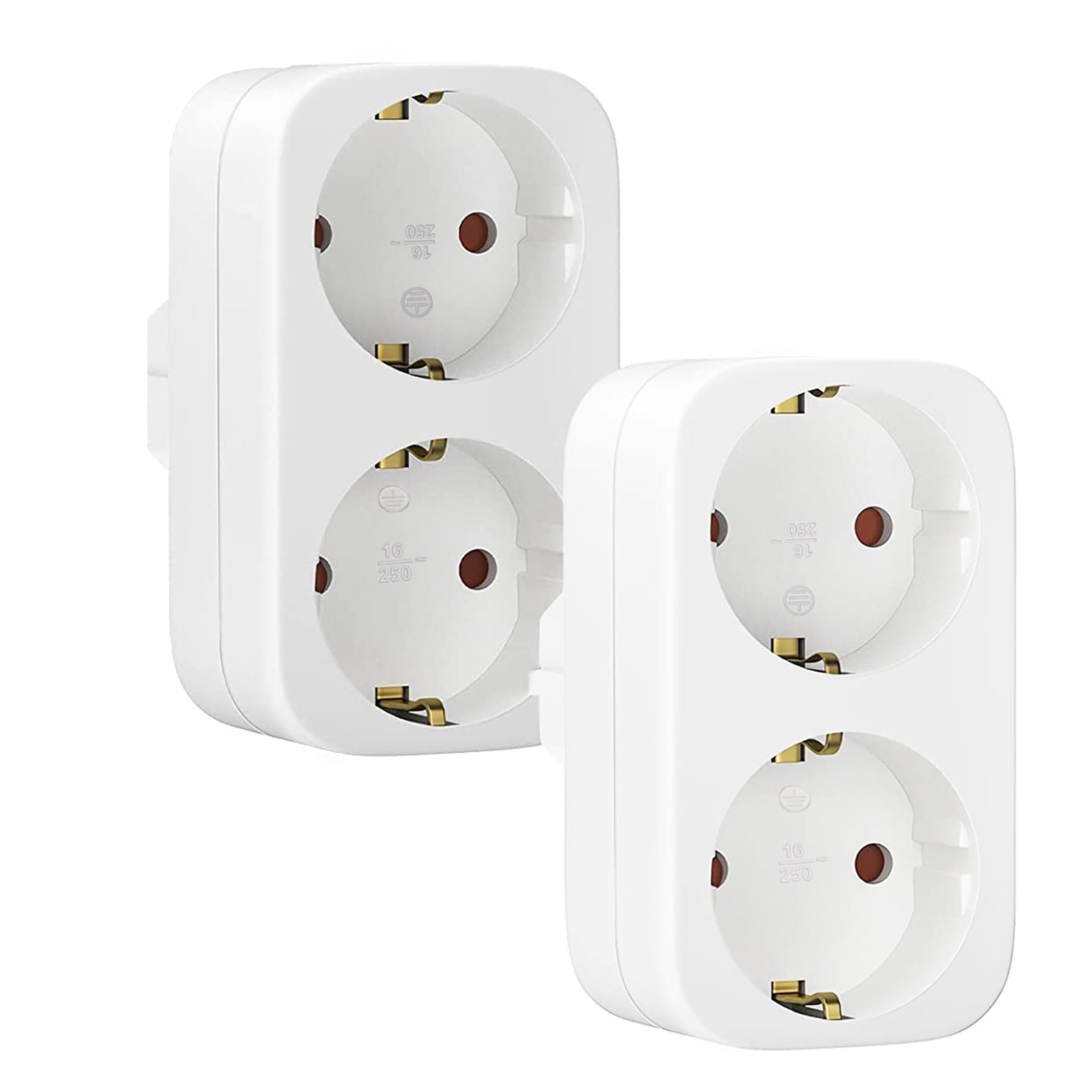 EtralKoo Doppelstecker für Steckdose, 2 Stück Steckdosenadapter, Mehrfachstecker für Küche Büro