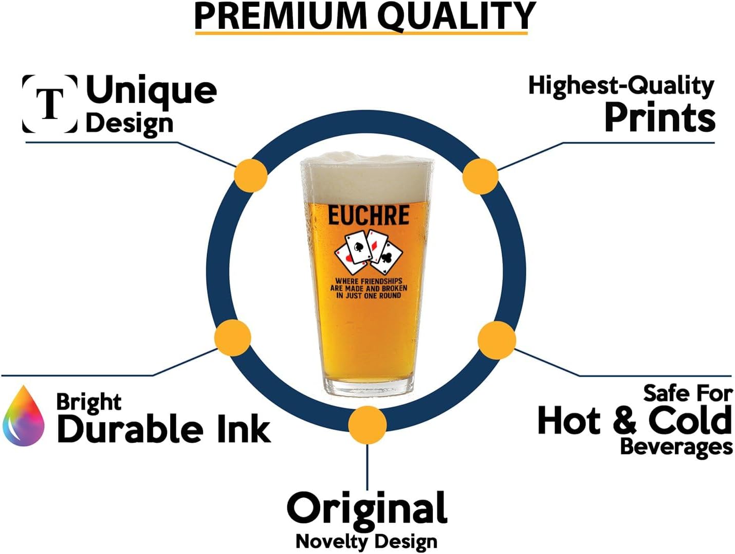 Euchre Pint Glass 16oz -Where friendships - Euchre Gifts Euchre Score Keepers Euchre Card Game Euchre Items Euchre Player Euchre Tournament Dealer