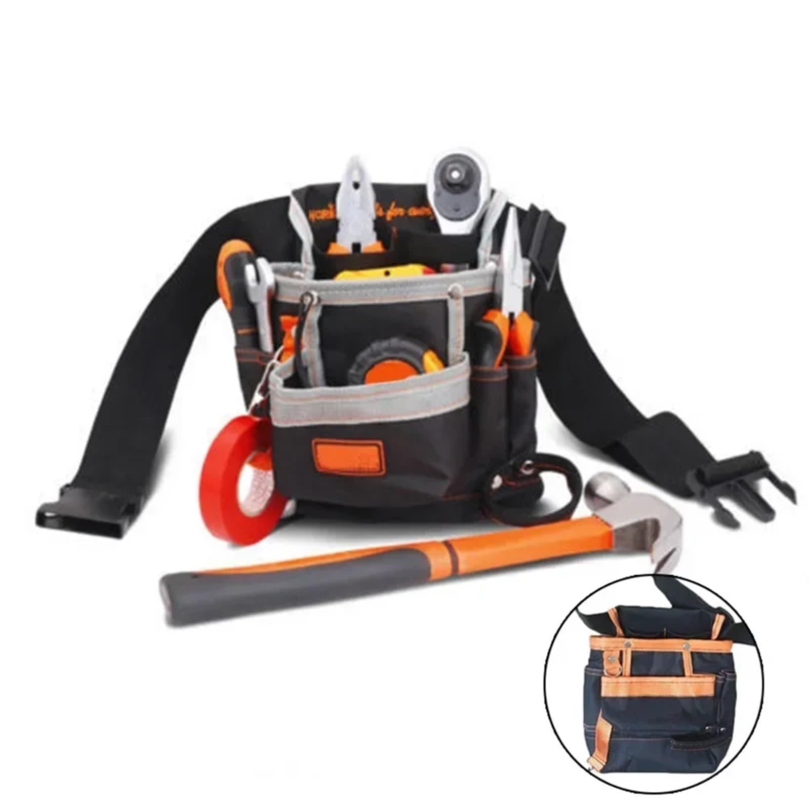 Bolsa for herramientas de 7 bolsillos, riñonera con hebilla fuerte, bolsa almacenamiento electricista, mano tela Oxford Para Carpintero Constructor