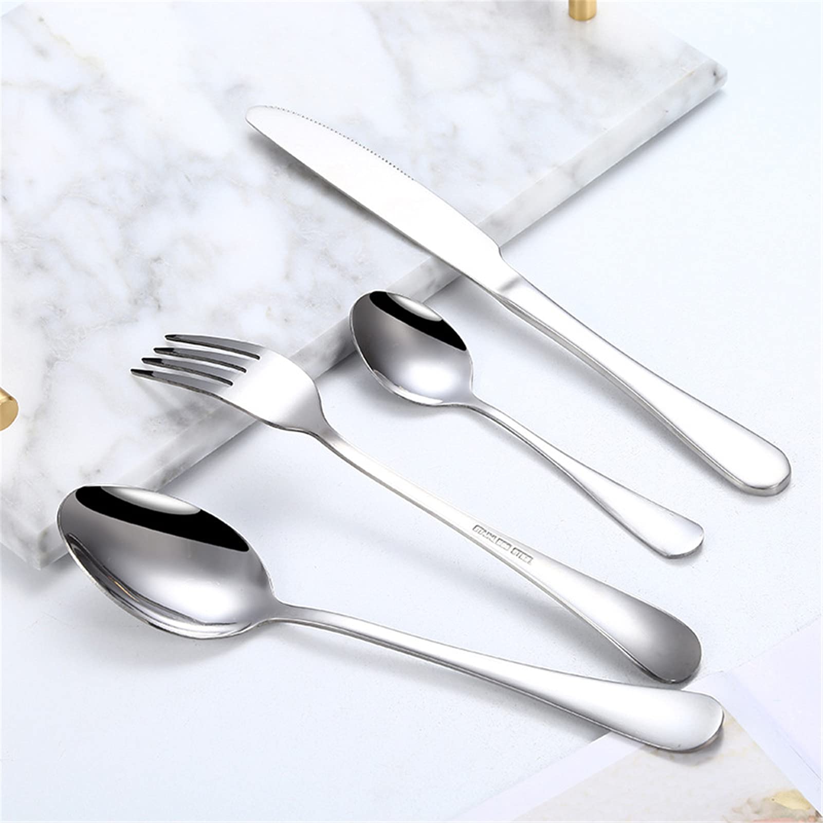 Juego De Cubiertos De 24 Piezas, Para 6 Personas, Acero Inoxidable, Cubertería De Luxe Estuche Regalo, Para Bodas, Restaurante, Fiesta, Regalo, Festivales (Plata)