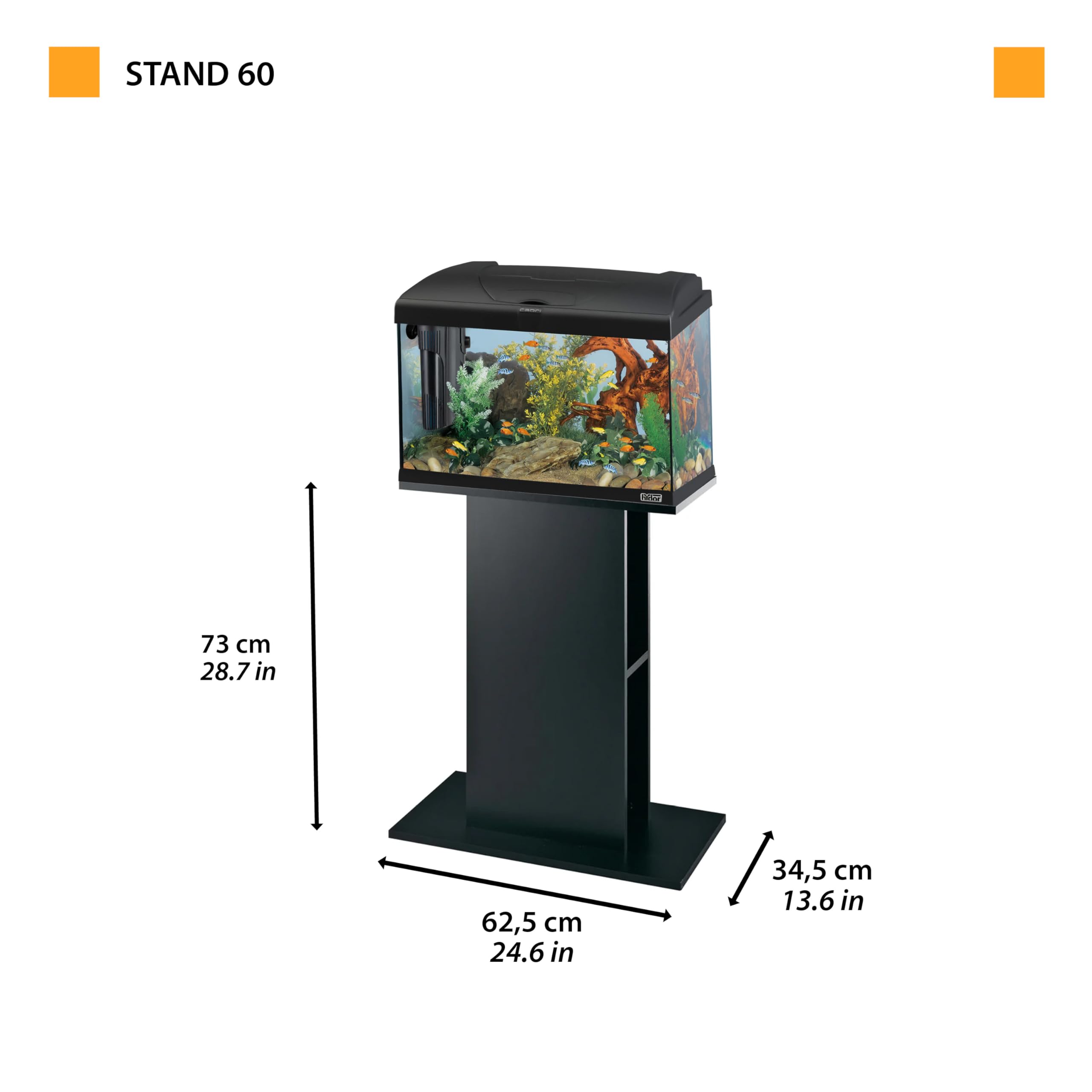 Ferplast Hydor Meuble pour Aquarium, résistant à l'humidité, Structure Robuste, Pieds réglables, 62,5 x 34,5 x h 73 cm, en Bois Noir