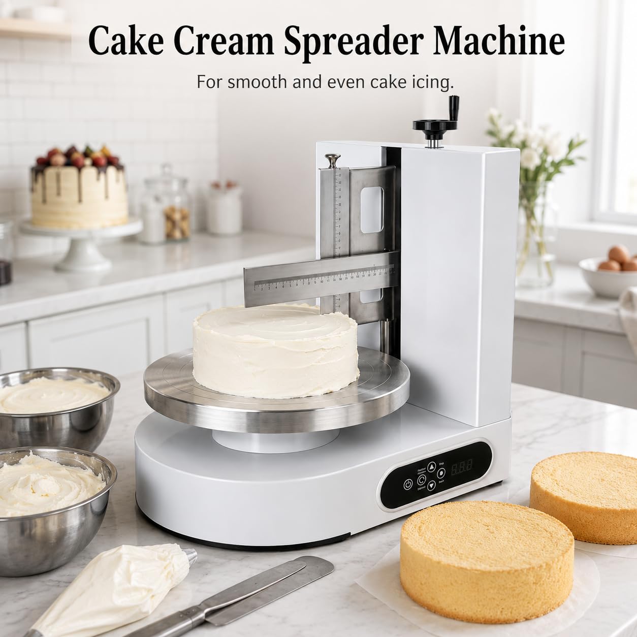 Macchina per spalmare la glassa per torte, altezza regolabile con raschietto per torte da 10-30 cm, perfetta per cottura e decorazione professionali