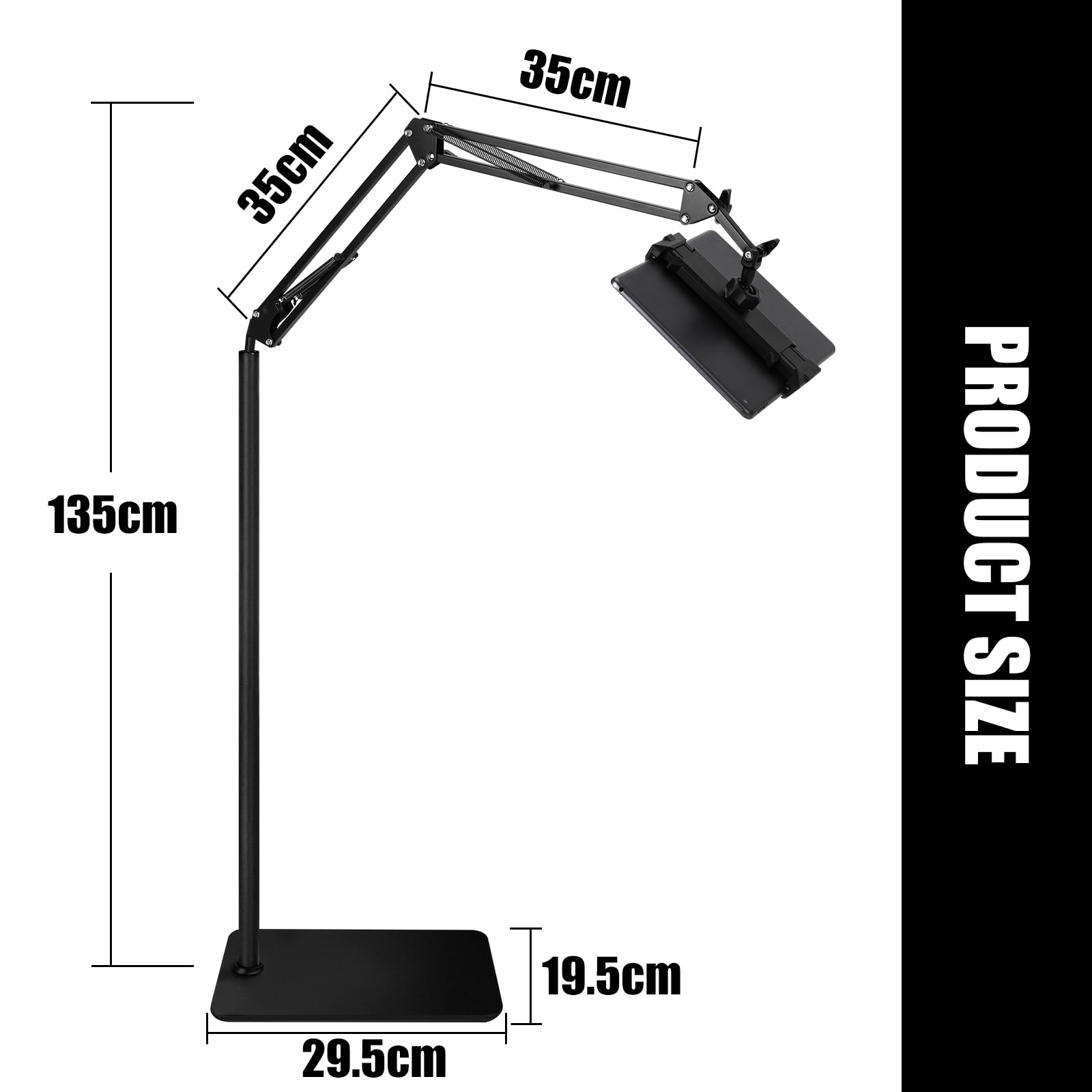 Support pour Tablette, Support de Tablette Réglable Universel Rotatif à 360 Degrés en Métal, pour iPad/iPhoneX/iPad Pro ou Autres appareils de 5,5 à 12,9 Pouces