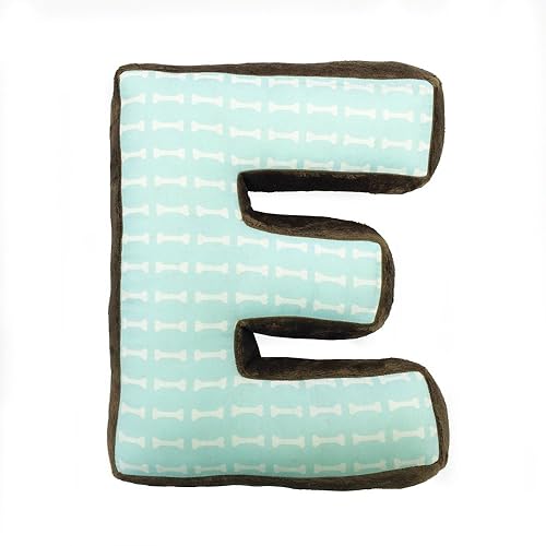 Puppy Pal Boy - Almohada con letras "E", azul polvo, verde salvia, marrón chocolate, naranja, blanco