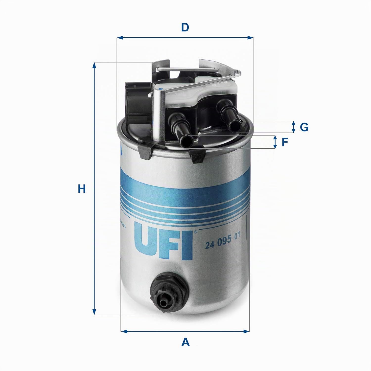 UFI Filters, Filtro Gasoil 24.095.01 | Filtro de Combustible Diésel de Recambio, Apto para Coches, Apto para Distintos Modelos Nissan y Renault