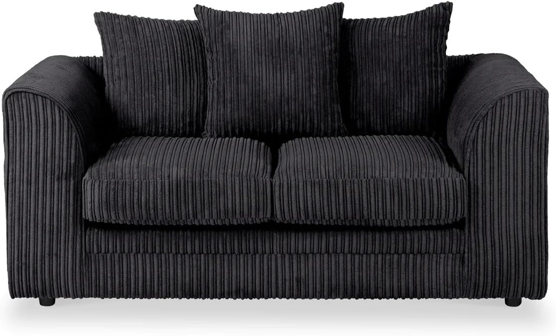 Dylan Jumbo Cord Fabric Sofa (Black, 2 Seater Sofa) Amazon.co.uk