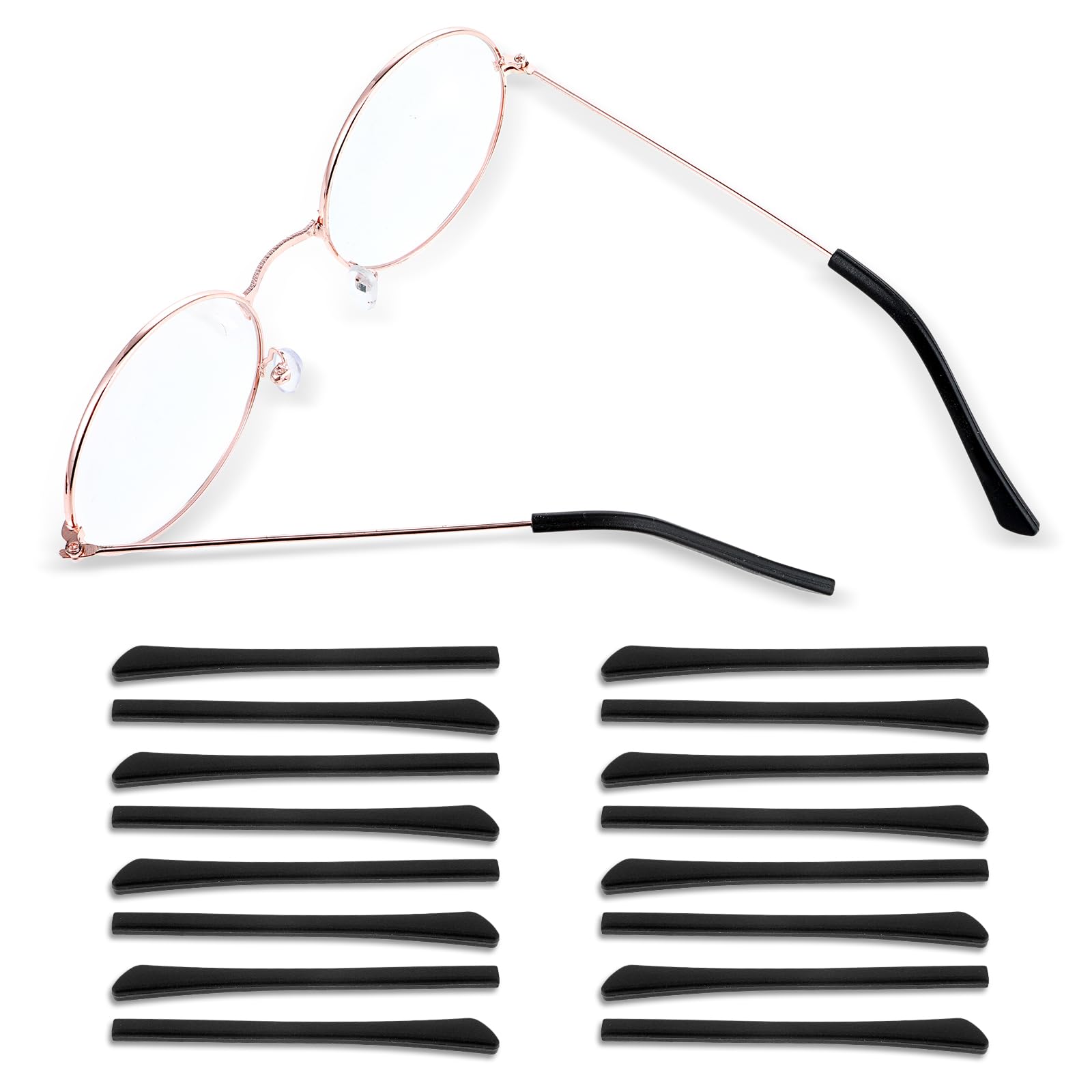8 pares de fundas de silicona para gafas, patillas de goma para gafas, antideslizantes, para reparación de gafas, color negro