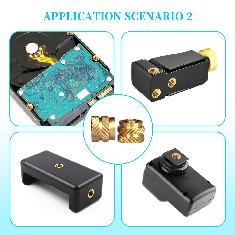 Inserti Filettati In Ottone 1/4-20 – 22 Pezzi Zigrinati 12.7×8 Mm – Per Stampa 3D, Plastica E Termoplastici, Resistenza A 300°C