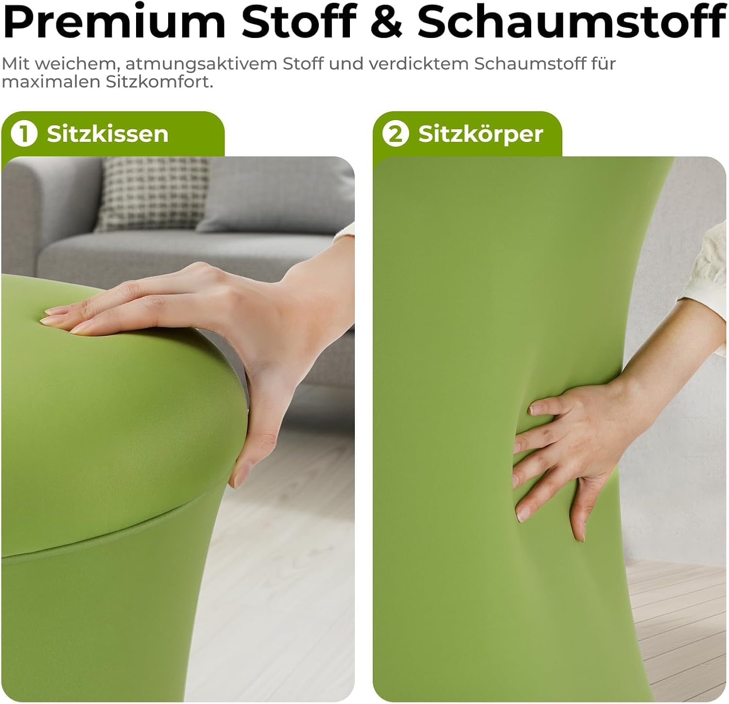 HOKO Ergonomischer Balance Hocker höhenverstellbar – 360° drehbarer Aktiv Sitzhocker mit Neigungsfunktion, Rutschfester Unterseite & 136 kg Tragfähigkeit für Büro, Homeoffice & Schule