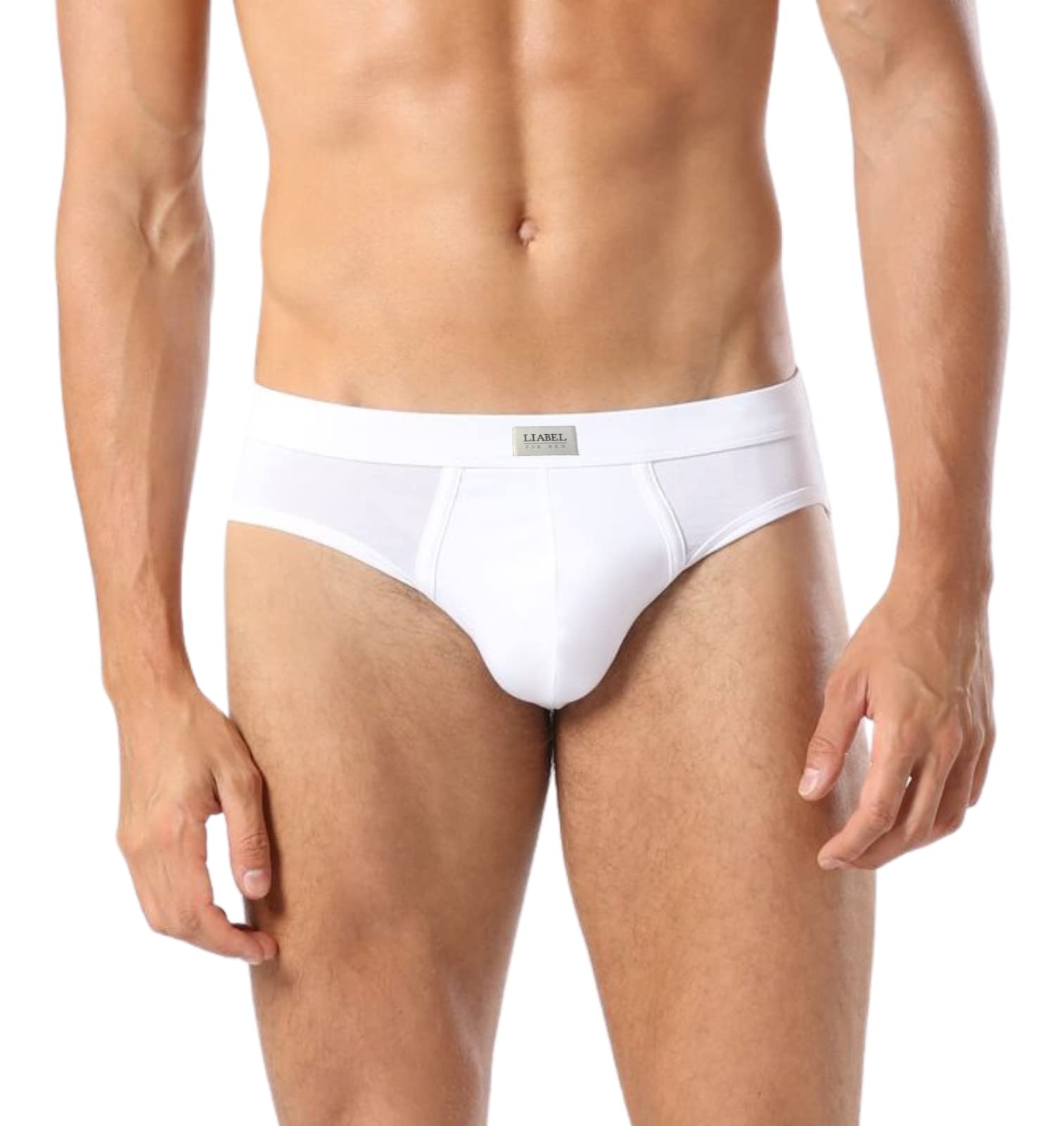 Liabel® Lot de 6 Slips pour Homme 100% Coton Blanc Coloré