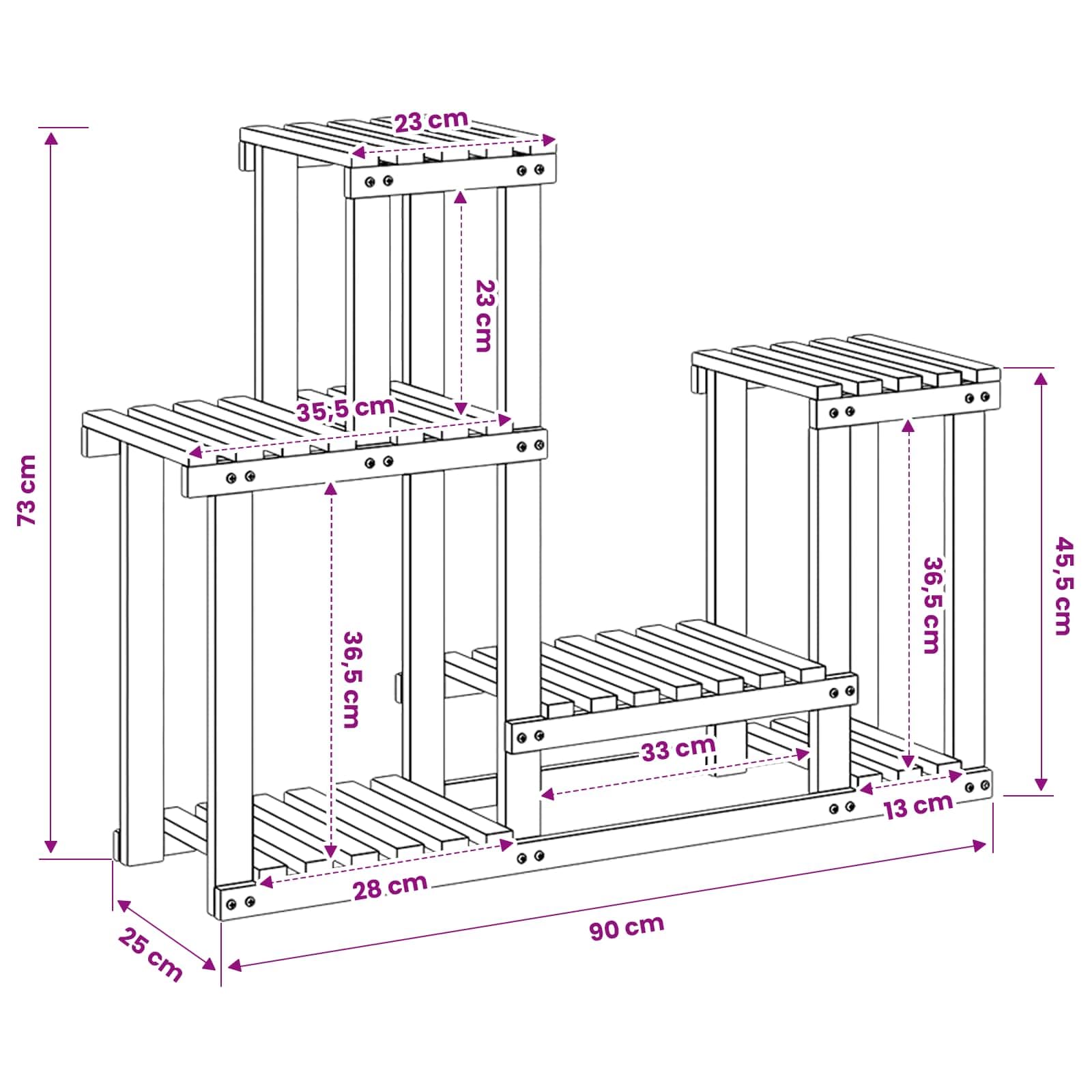Supporto Pianta in Legno Acacia Massiccio 90 x 25 x 73 cm per Esterno