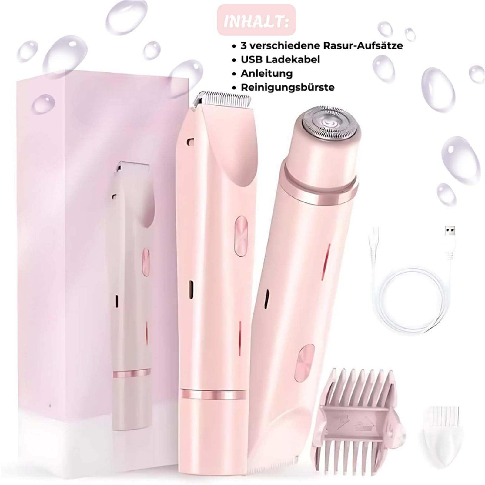 bikiniskin Bikini-Trimmer für Frauen 2-in-1 Intimrasierer für Frauen Wasserdichter, kabelloser Rasierer für Gesicht, Beine und empfindliche Bereiche
