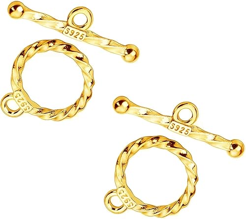 OHINGLT Cierre de palanca S925 para hacer joyas, cierres y cierres de pulsera OT, anillo texturizado de plata de ley 925 y redondo para collar y