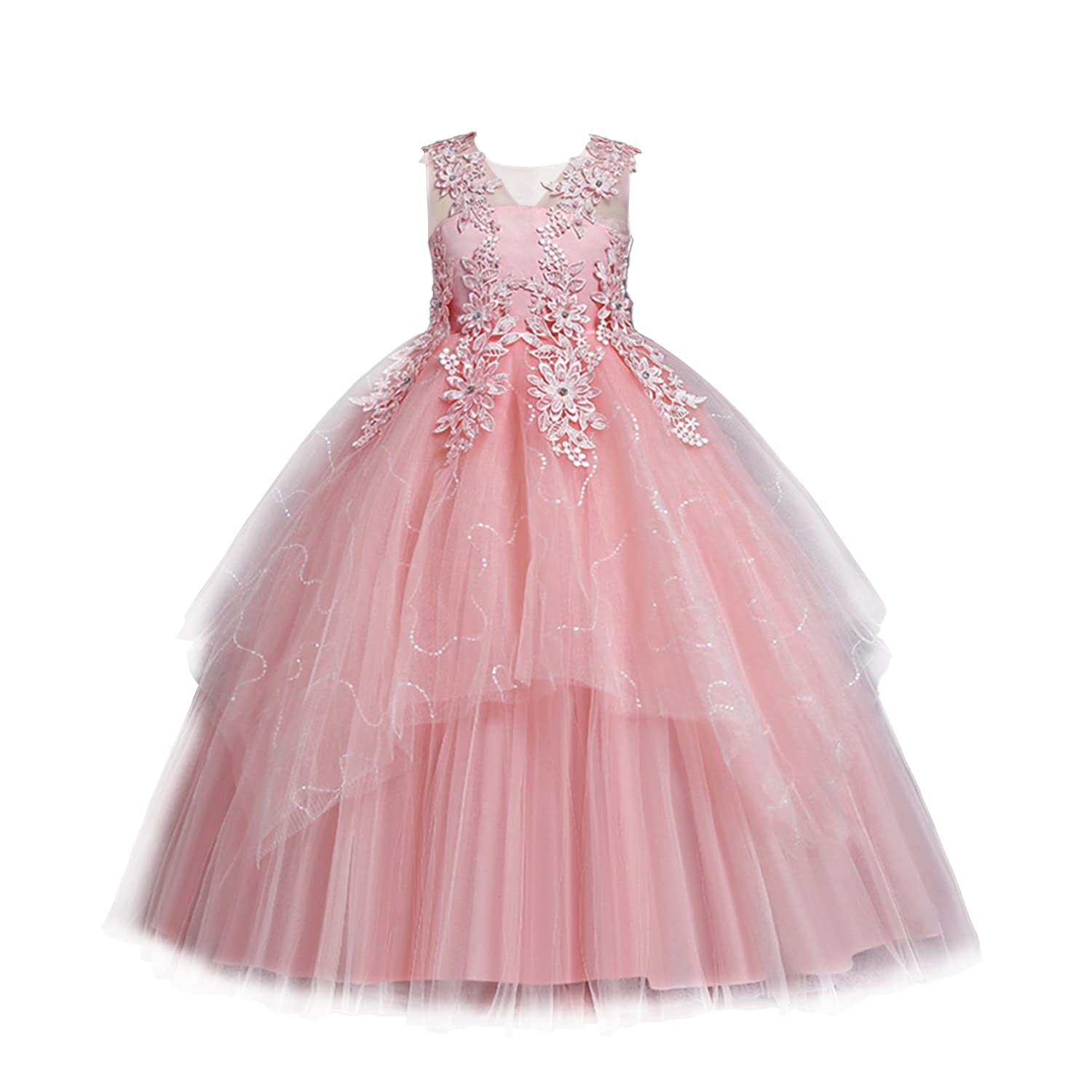 LOLANTA Vestido Niña Ceremonia Fiesta, Vestido de Tul de Boda, Blanco Ropón para Bautizo