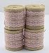 Set of 4 Natural Jute Burlap Rolls Ribbon with Lace 2.3" Wide 2 Yards Long per Roll Wedding Decoration Multiple Colors : White, Blue, Green, Pink (Pink)