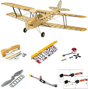 DW Hobby Balsawood 980mm Mini DH82a Tiger Moth RC Electric Model Plane (S1904B)