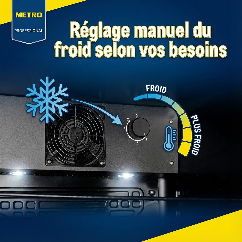 METRO Professional Réfrigérateur à Boissons GSC4240B, 237 L, 110 W, Métal/Verre, 54 x 54.5 x 139.5 cm, Noir