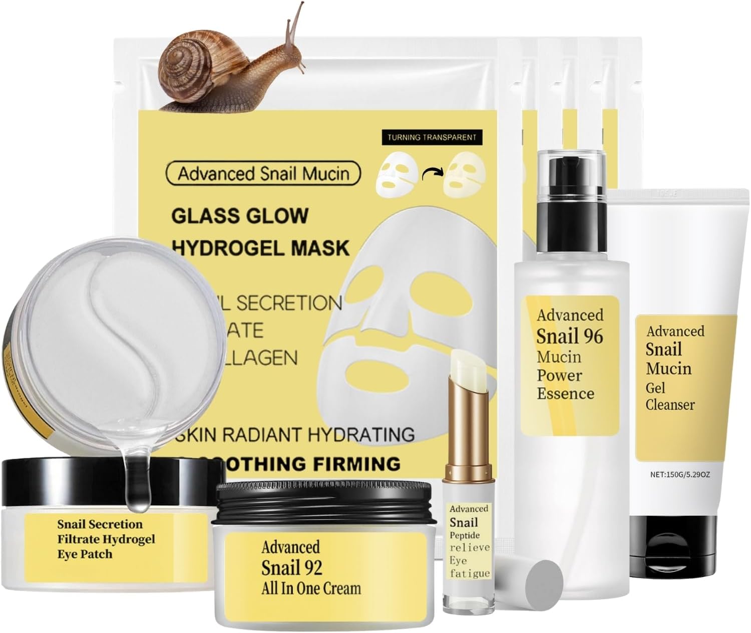 9PCS Snail Mucin Serum Skin Care Set – Mothers Day Gifts – Korean Skincare Set for Teenage Girls – Pamper Sets for Women With Snail Mucin Moisturiser & Hydrogel Eye Patches & Collagen Face Mask