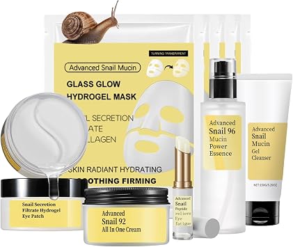 9PCS Snail Mucin Serum Skin Care Set - Mothers Day Gifts - Korean Skincare Set for Teenage Girls - Pamper Sets for Women With Snail Mucin Moisturiser & Hydrogel Eye Patches & Collagen Face Mask