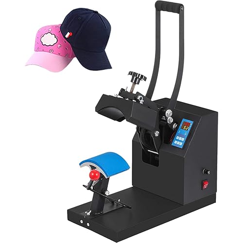 VEVOR Hat Press Machine, 3.5 x 5.9 inch Cap Press Heat Press Machine, Professional Transfer Hat Press with 12000 Hours Life, Digital LCD Timer and Temperature Control, 600W