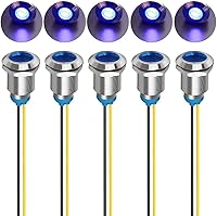 Vista 24 de 5 piezas de luz indicadora LED metálica de 12 mm, lámpara de señal impermeable AC 110V-220V (Rojo)