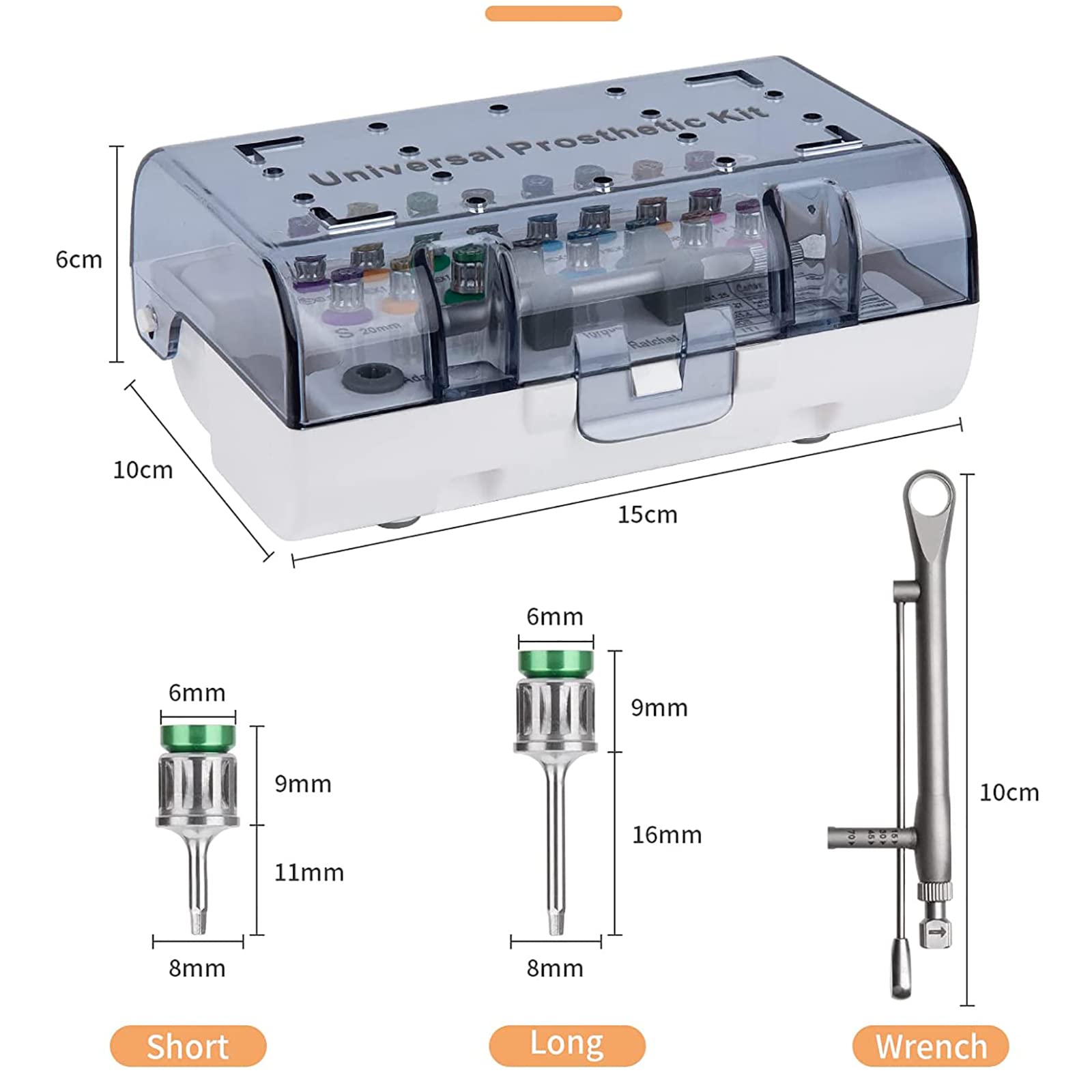 Kit De Prothèses Universel 16 Pièces, Clé Dynamométrique Universelle De 10 À 70 Ncm, Outil De Restauration Dentaire, en Acier Inoxydable Durable, pour Le Retrait Et La Fixation