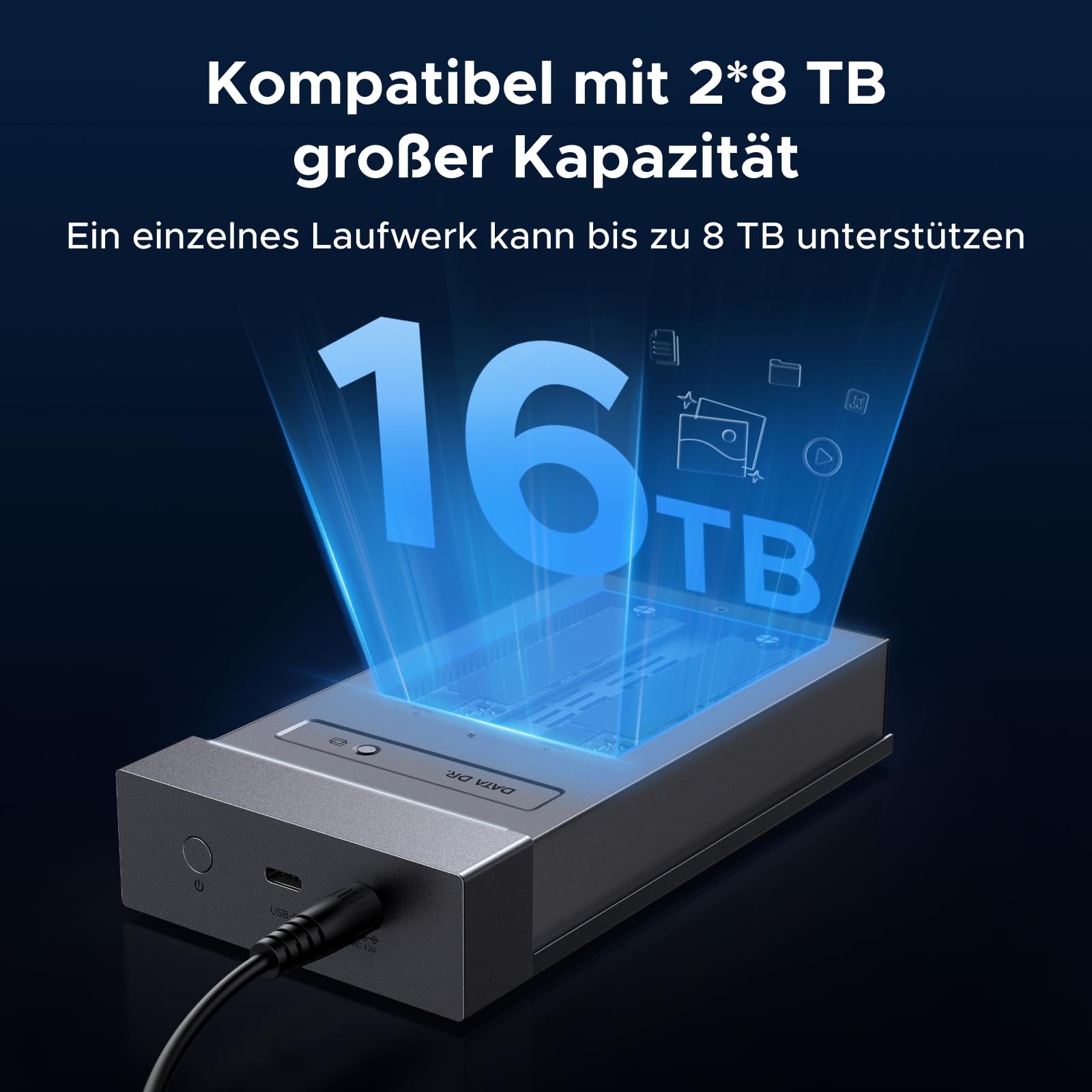 UGREEN 40Gbps Festplatten Dockingstation,USB4 Dual Bay NVMe Docking Station | USB4 NVMe Docking Station mit Kühllüfter,M2 NVMe SSD Festplattengehäuse mit Offline-Klonen und Software-RAID-Konfigurationen