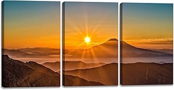 Amazon.co.jp: 山 絵 3枚 アート パネル 山の絵 風景画 日光 日の出