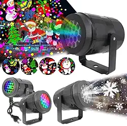 Projetor LED Natalino Premium, 16 Desenhos Animados, Luz Colorida RGB, Iluminação Decorativa para Festas e Eventos
