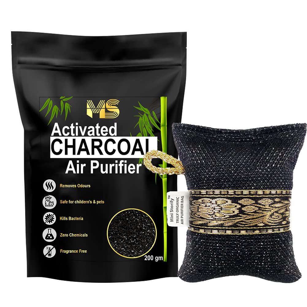 Mini Storify β Non Electric Activated Charcoal Air Purifier Bag β 200g β Natural Odor Remover and Deodorizer β Organic Air Freshener Bags for Shoe Rack, Car, Kitchen, Bathroom