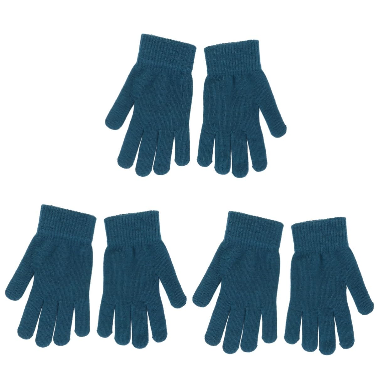 PACKOVE 3 Pairs Thick Knitted Winter Gloves Men Women Hand Warmers Black Solid Gloves for Cold Weather Windproof Mittens