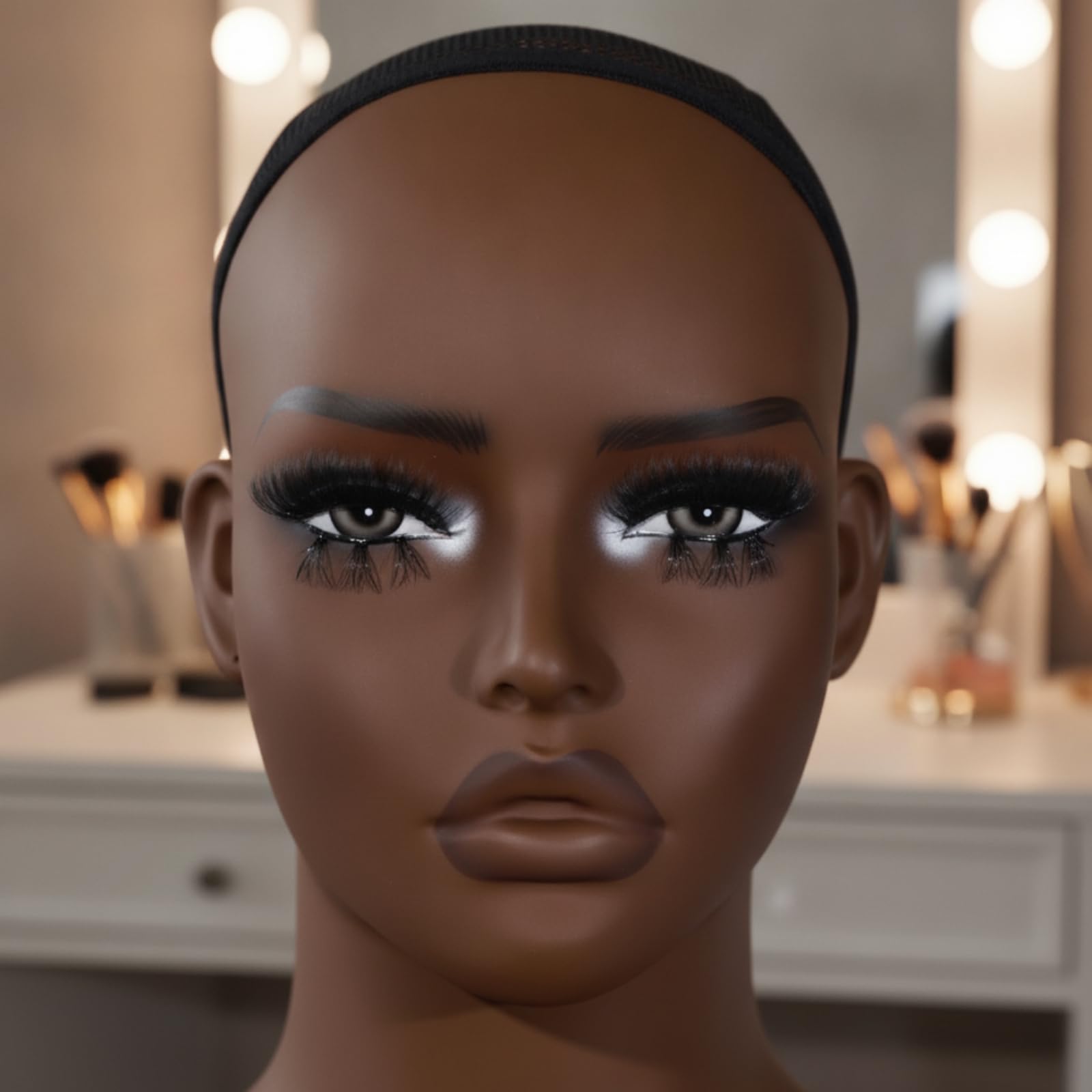 Cabeza para Pelucas Maniquí Cabeza Soporte Expositor con Superficie Lisa y Gorra Elástica Que Sujeta Pelucas Diseño Limpio para