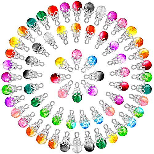 100 Pieces Assorted Colors Crystal Dangle Charms Pendants Crackle Glass Drop Beads Handmade Dangle Bead Charms With Silver Bead Cap For Jewelry Making Necklace Earring Accessory #TOP6